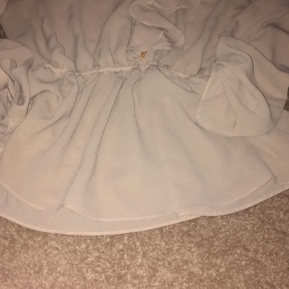 Tan / Nude Ruffle Color Blouse - Picture 2 of 4